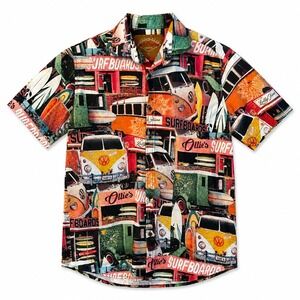 Red Camel Mens Size M Multicolor Vintage Surf Van Graphic Short Sleeve Shirt